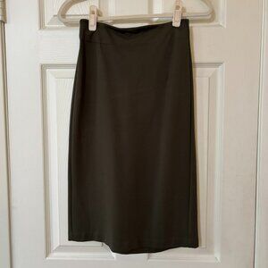NWT T Tahari Classic Olive Pull On Ponte Pencil Skirt S